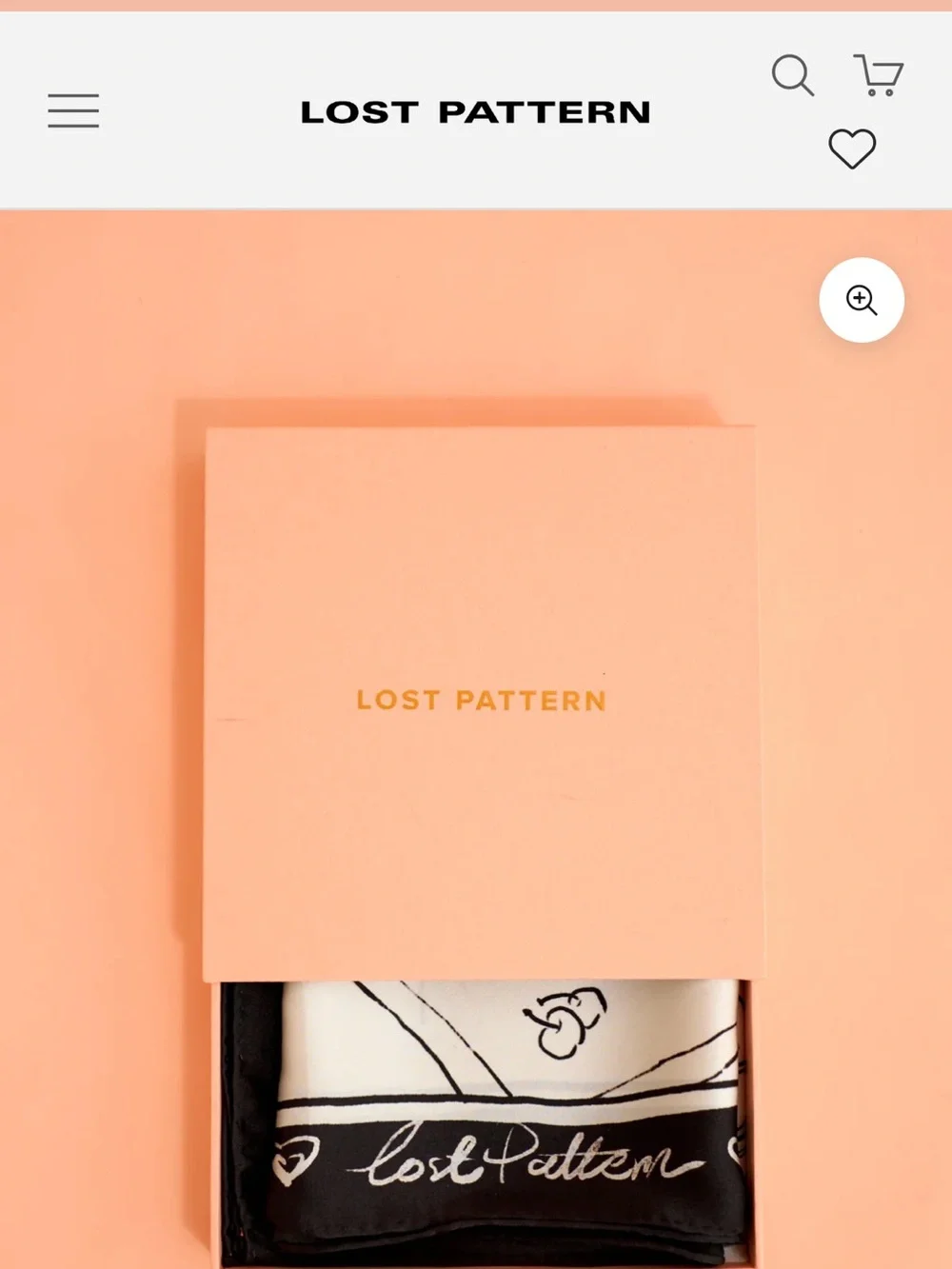 Lost Pattern Classic Black & White silk Scarf -